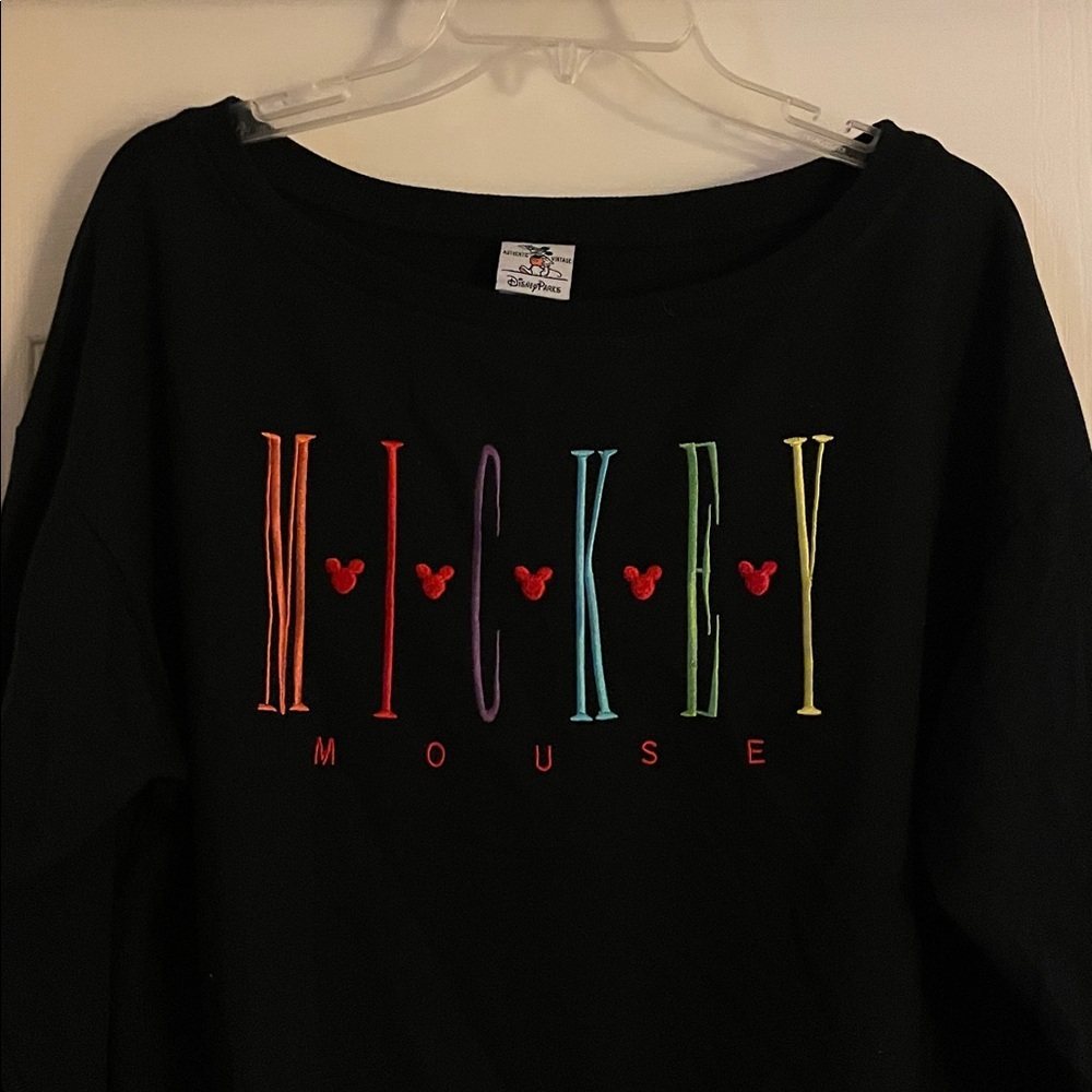 Disney Parks Black Sweater with Colorful Mickey Mouse Design size L - Picture 2 of 5